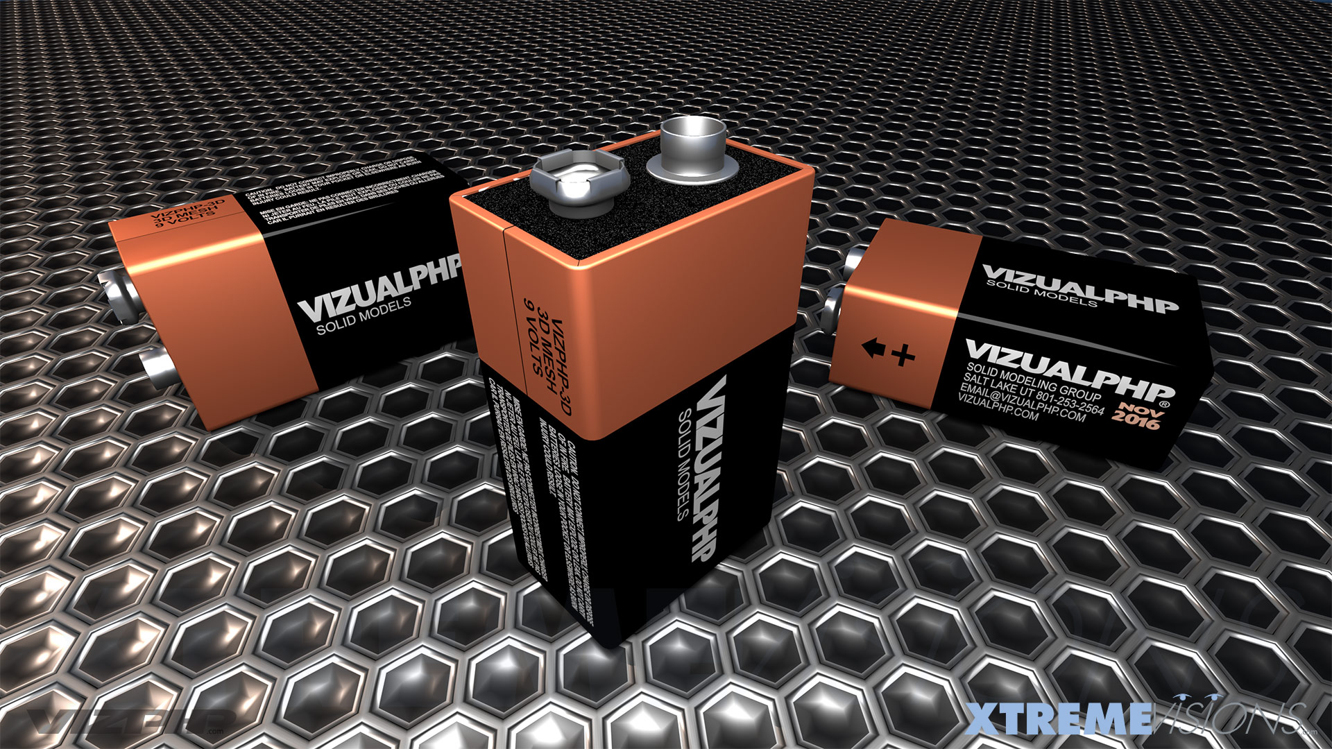 9 Volt VIZPHP Battery 3D Solid Modeling