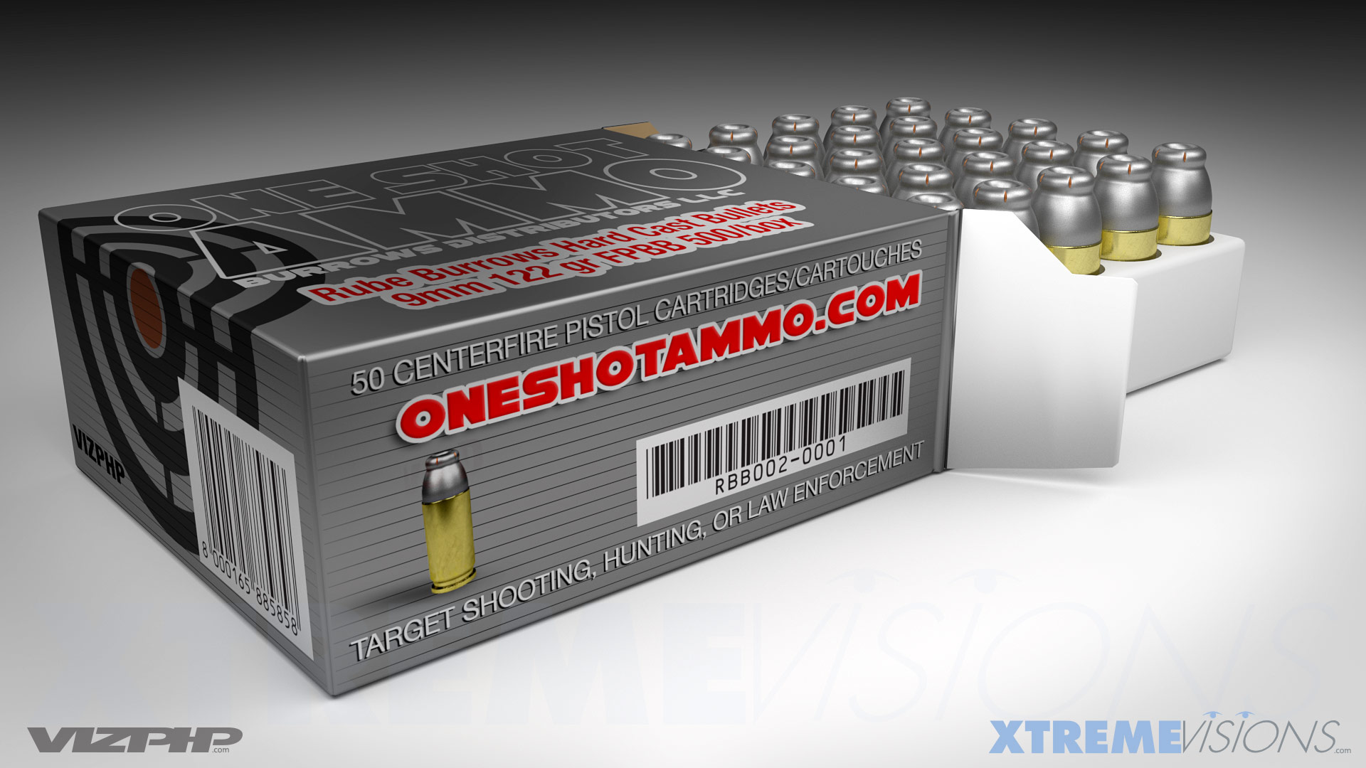 One Shot 9mm Ammo Box 3D Solid Modeling