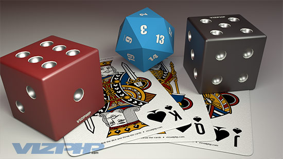 3D Dice And Cards Solid Model